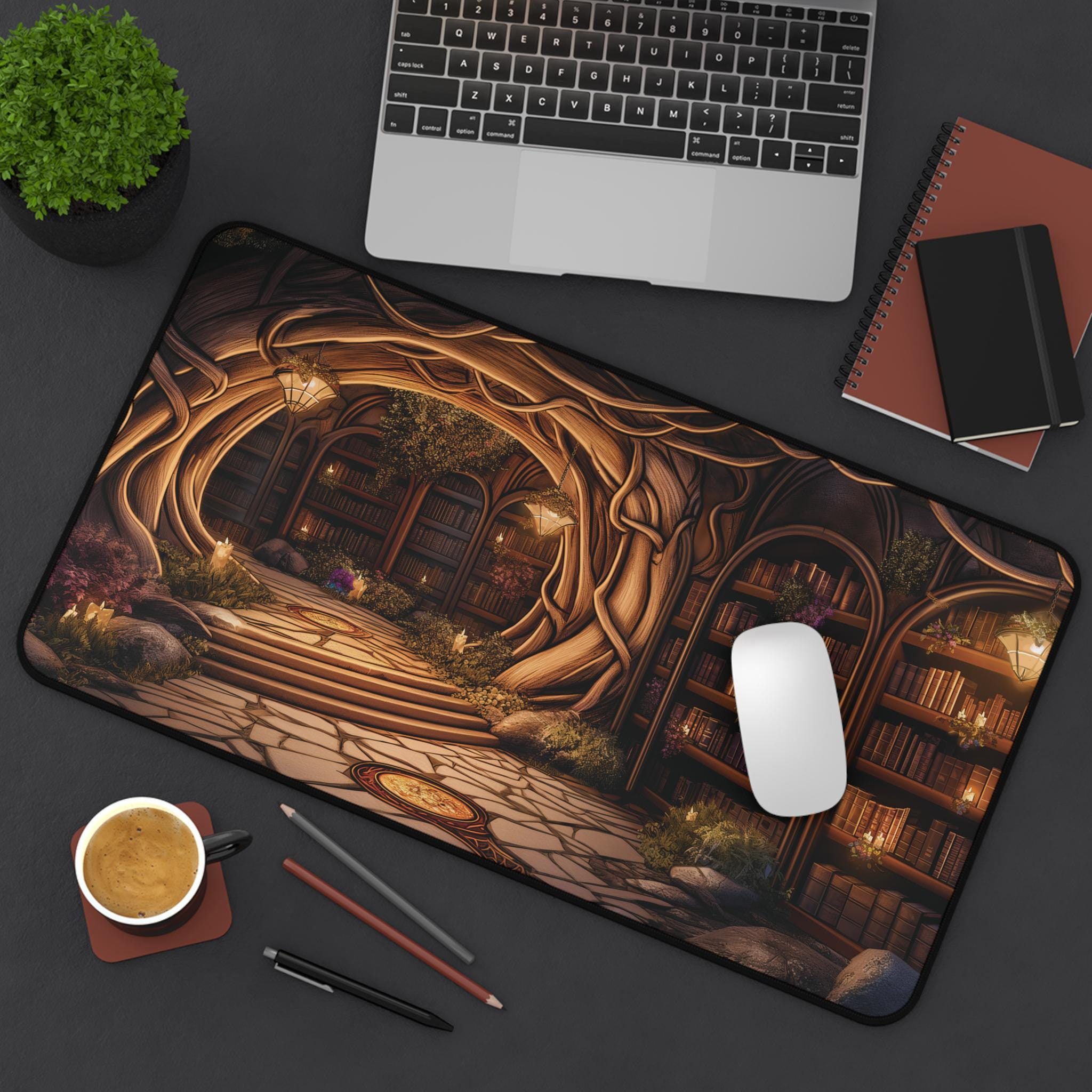 Desk Corner Mat - Magic Book Corner Deskmat,Magical Library Desk