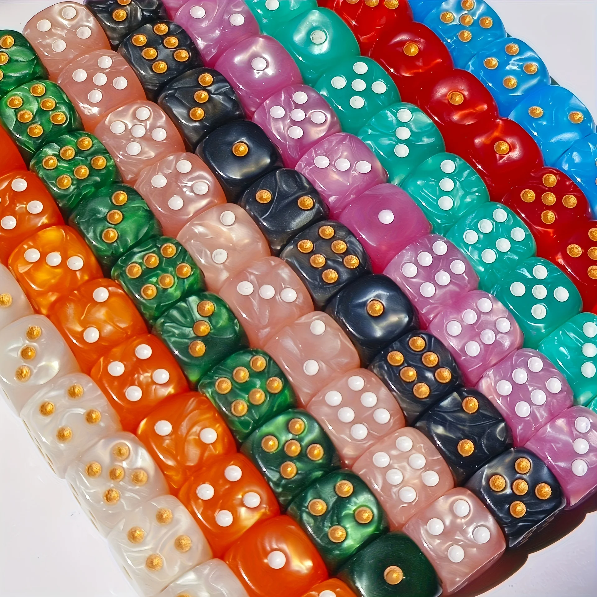 10Pcs 12mm Pearl Swirl D6 Dice - Gaming Handheld Accessories review and price