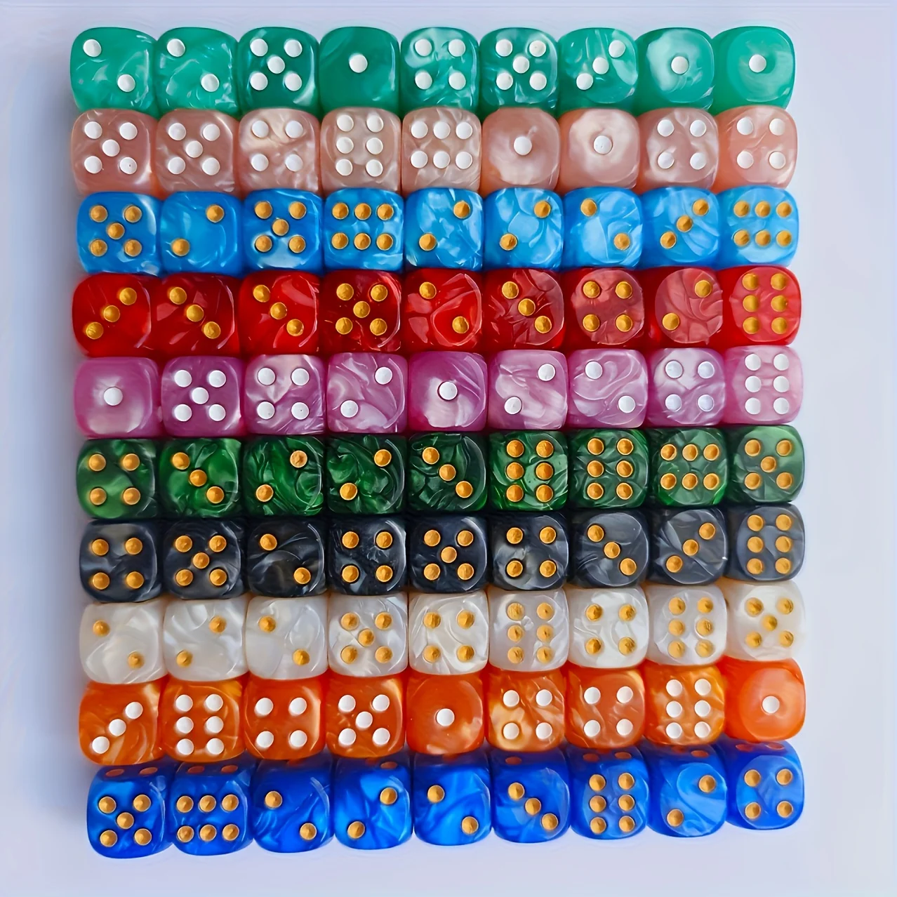 10Pcs 12mm Pearl Swirl D6 Dice - Gaming Handheld Accessories review and price